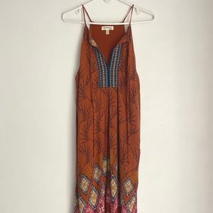 Monteau Rustic Orange Aztec Tribal Print Maxi Dress [US M]